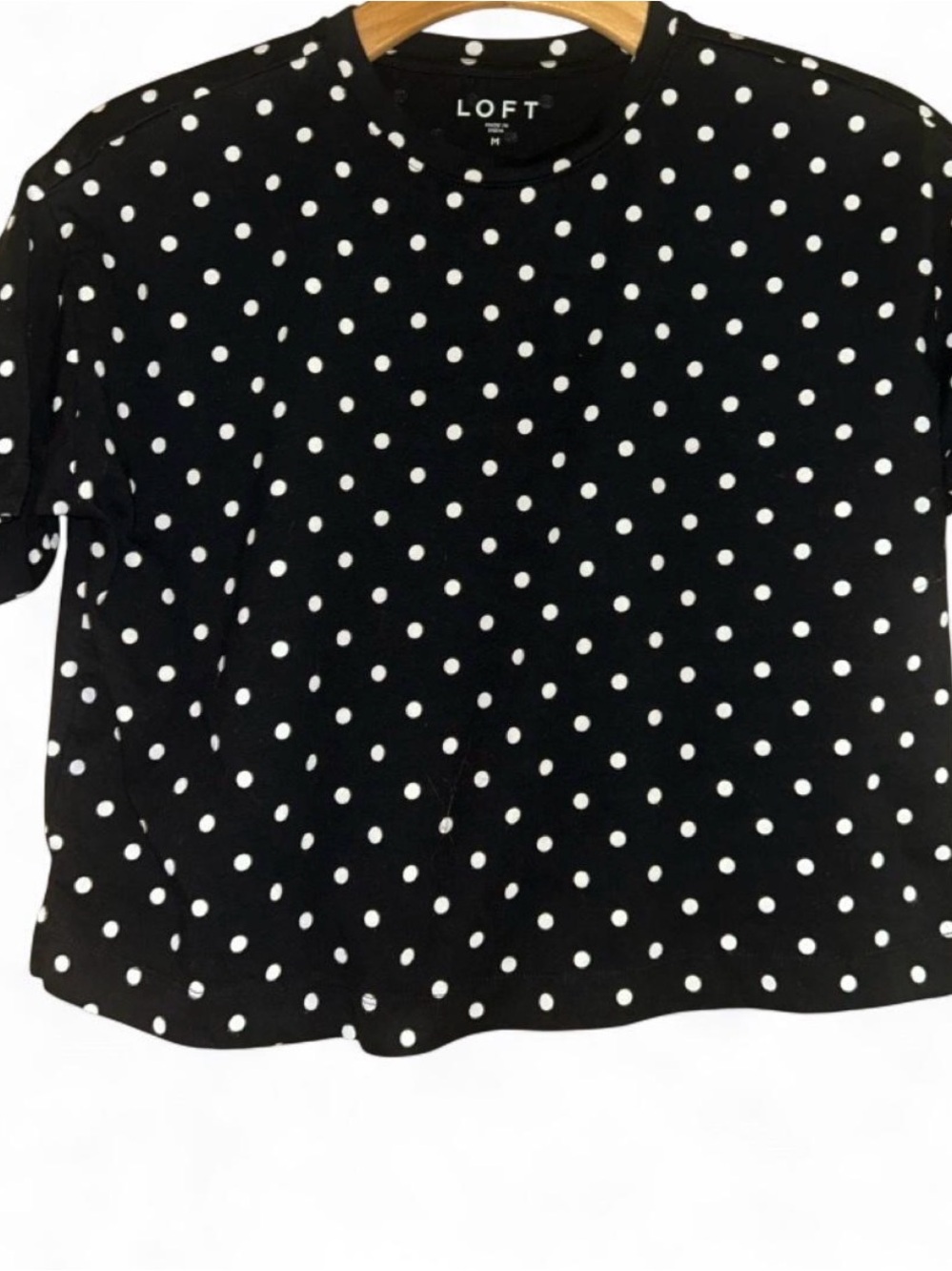 LOFT Black and White Polka Dot Short Sleeve Tee